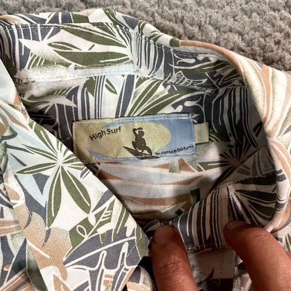 High Surf Hawaiian Button Up Shirt Men's Short Sleeve Palm Floral Medium - Picture 4 of 6